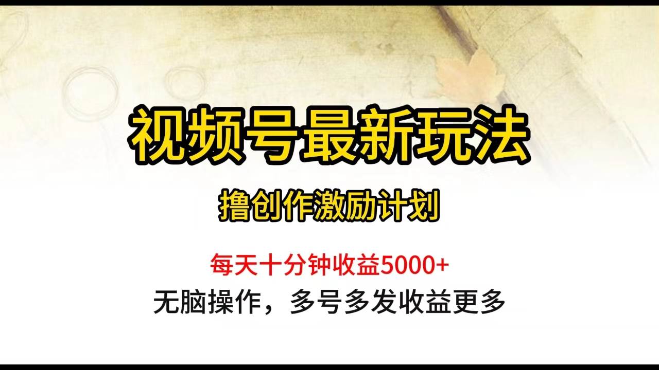 视频号最新玩法，每日一小时月入5000+-网创社区