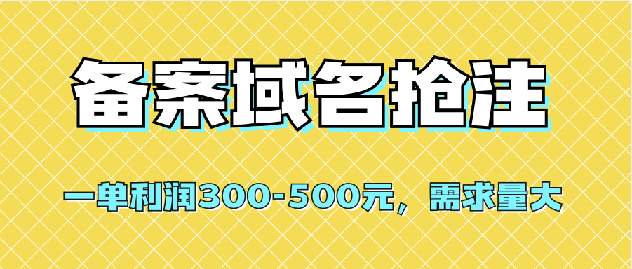 【全网首发】备案域名抢注，一单利润300-500元，需求量大-网创社区