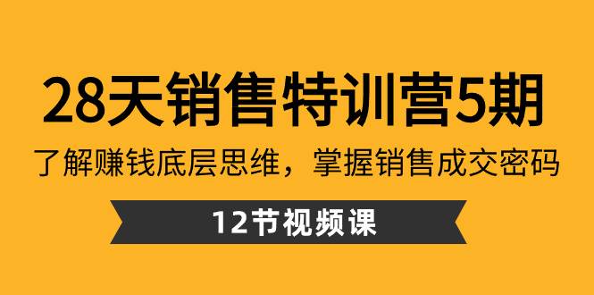 28天·销售特训营5期：了解赚钱底层思维，掌握销售成交密码（12节课）-网创社区