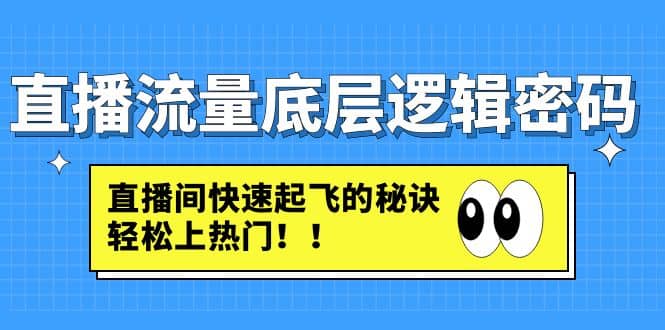 直播流量底层逻辑密码：直播间快速起飞的秘诀，轻松上热门-网创社区