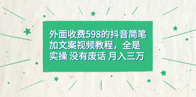 外面收费598抖音简笔加文案教程，全是实操 没有废话 月入三万（教程+资料）-网创社区