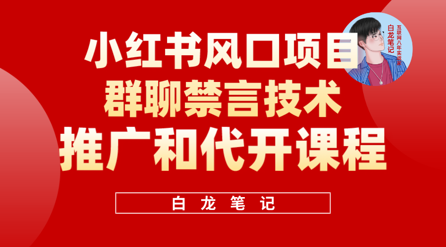 小红书风口项目日入300+，小红书群聊禁言技术代开项目，适合新手操作-网创社区