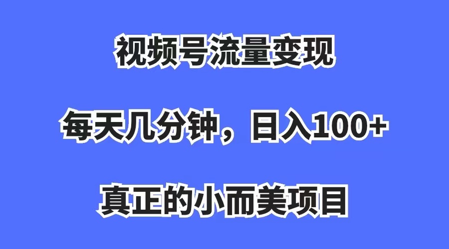 视频号流量变现，每天几分钟，收入100+，真正的小而美项目-网创社区
