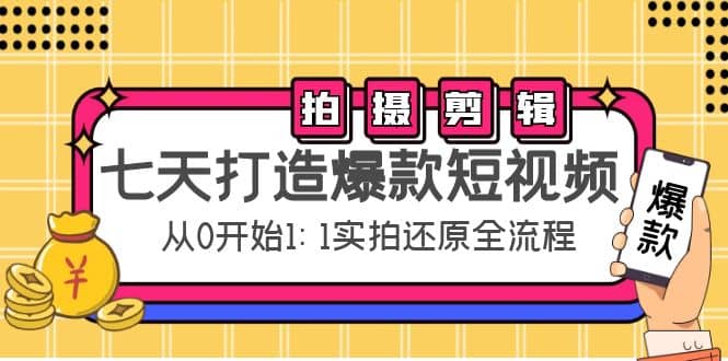 七天打造爆款短视频：拍摄+剪辑实操，从0开始1:1实拍还原实操全流程-网创社区