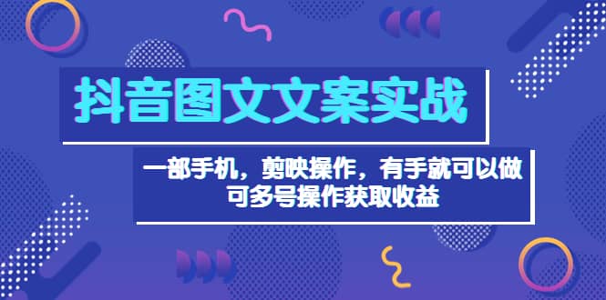 抖音图文毒文案实战：一部手机 剪映操作 有手就能做，单号日入几十 可多号-网创社区