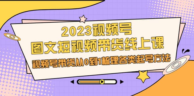 2023视频号-图文短视频带货线上课，视频号带货从0到1梳理各类起号方法-网创社区
