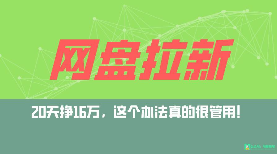 网盘拉新+私域全自动玩法，0粉起号，小白可做，当天见收益，已测单日破5000-网创社区