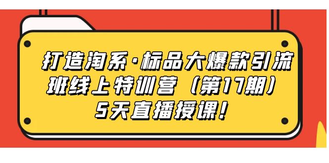 打造淘系·标品大爆款引流班线上特训营5天直播授课！-网创社区