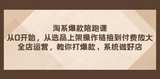 淘系爆款陪跑课 从选品上架操作链接到付费放大 全店运营 打爆款 系统做好店-网创社区