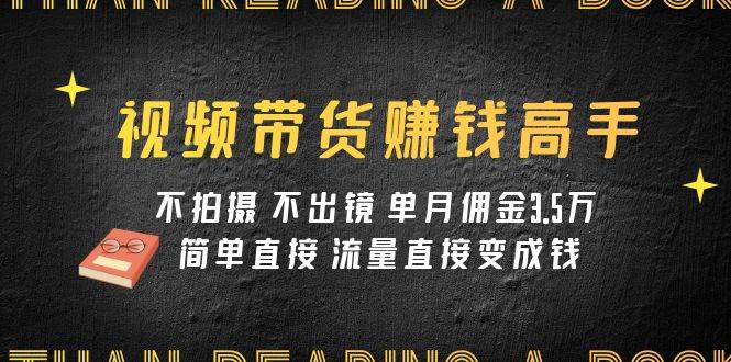 视频带货赚钱高手课程：不拍摄 不出镜 单月佣金3.5w 简单直接 流量直接变钱-网创社区