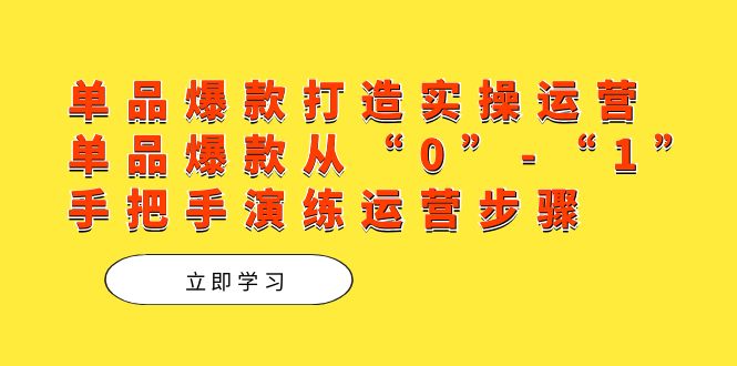 单品爆款打造实操运营，单品爆款从“0”-“1”手把手演练运营步骤-网创社区