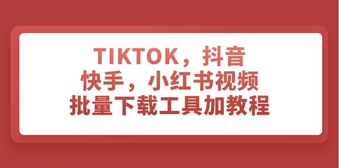 TIKTOK，抖音，快手，小红书视频批量下载工具加教程-网创社区