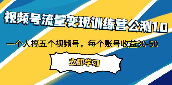 视频号流量变现训练营公测1.0：一个人搞五个视频号，每个账号收益30-50-网创社区