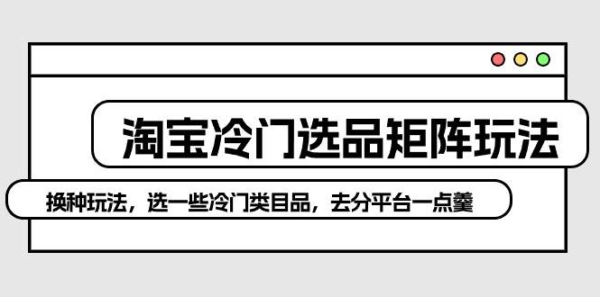 淘宝冷门选品矩阵玩法：换种玩法，选一些冷门类目品，去分平台一点羹-网创社区