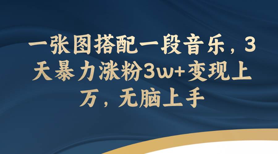 一张图搭配一段音乐，3天暴力涨粉3w+变现上万，无脑上手-网创社区