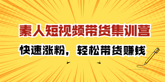 素人短视频带货集训营：快速涨粉，轻松带货赚钱-网创社区