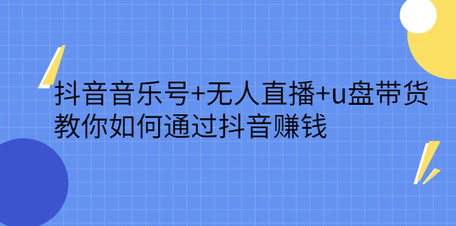 抖音音乐号+无人直播+u盘带货，教你如何通过抖音赚钱-网创社区