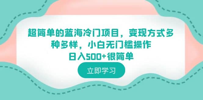 超简单的蓝海冷门项目，变现方式多种多样，小白无门槛操作日入500+很简单-网创社区
