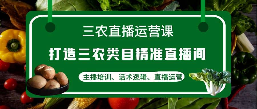 三农直播运营课：打造三农类目精准直播间，主播培训、话术逻辑、直播运营-网创社区