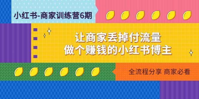 小红书-商家训练营12期：让商家丢掉付流量-网创社区