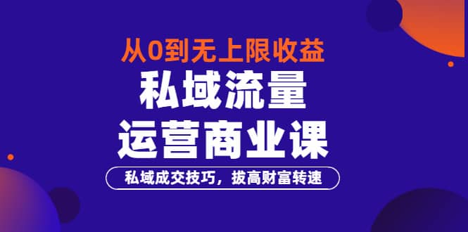 从0到无上限收益的《私域流量运营商业课》私域成交技巧，拔高财富转速-网创社区