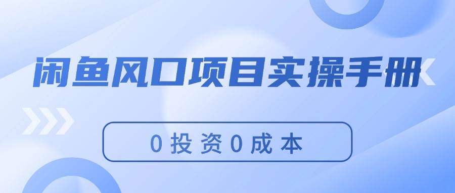 闲鱼风口项目实操手册，0投资0成本，让你做到，月入过万，新手可做-网创社区