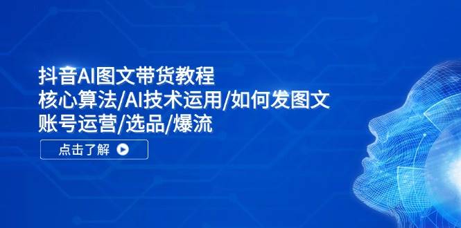 抖音AI图文带货教程：核心算法/AI技术运用/如何发图文/账号运营/选品/爆流-网创社区