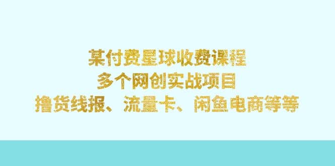 某付费星球课程：多个网创实战项目，撸货线报、流量卡、闲鱼电商等等-网创社区