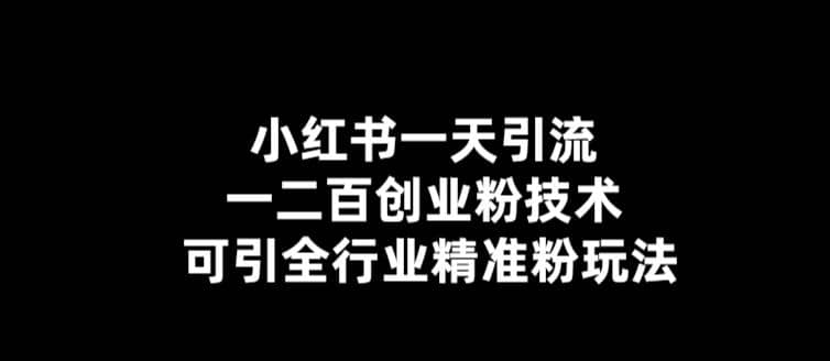 【引流必备】小红书一天引流一二百创业粉技术，可引全行业精准粉玩法-网创社区