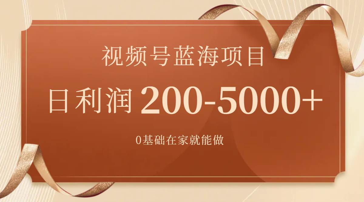 视频号蓝海项目，0基础在家也能做，一天200-5000+【附266G资料】-网创社区