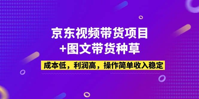 京东视频带货项目+图文带货种草，成本低，利润高，操作简单收入稳定-网创社区