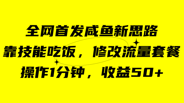 咸鱼冷门新玩法，靠“技能吃饭”，修改流量套餐，操作1分钟，收益50+-网创社区