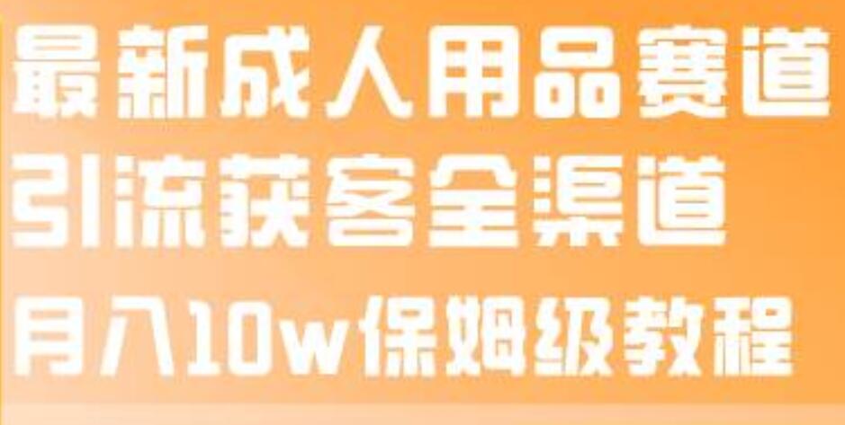 最新成人用品赛道引流获客全渠道，月入10w保姆级教程-网创社区