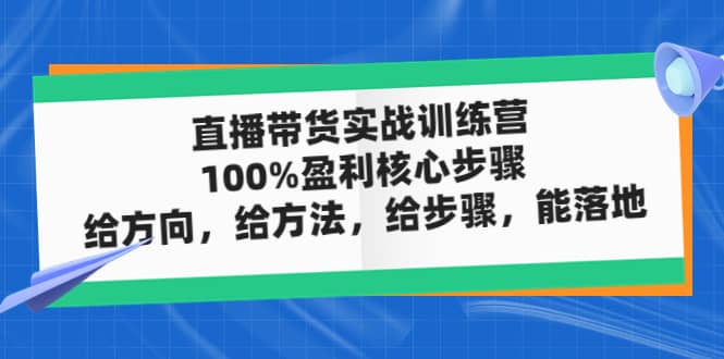 直播带货实战训练营：100%盈利核心步骤，给方向，给方法，给步骤，能落地-网创社区