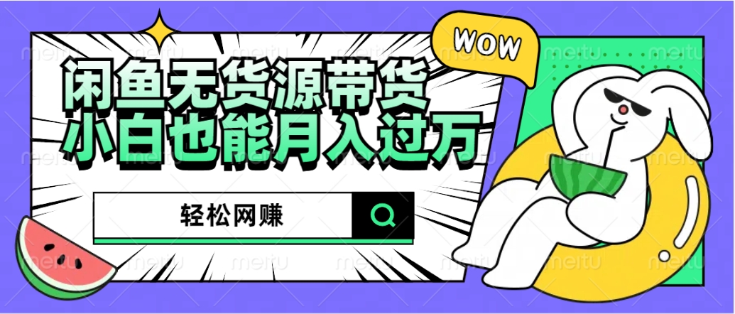 闲鱼无货源带货：轻松网赚，小白也能月入过万的秘密武器-网创社区