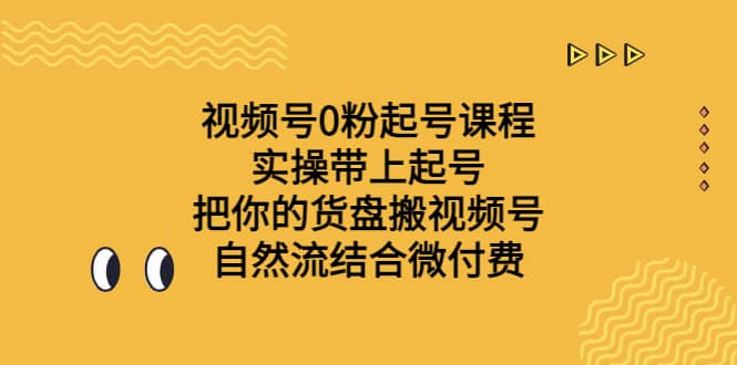 视频号0粉起号课程 实操带上起号 把你的货盘搬视频号 自然流结合微付费-网创社区