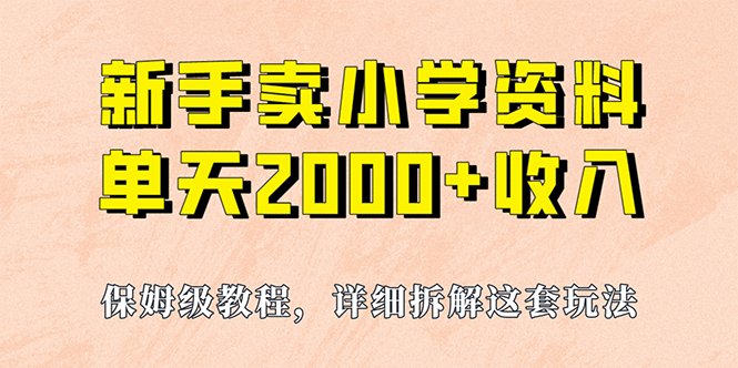 我如何通过卖小学资料，实现单天2000+，实操项目，保姆级教程+资料+工具-网创社区