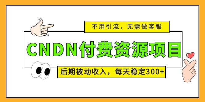 CNDN付费资源项目，不用引流，无需做客服，后期被动收入-网创社区