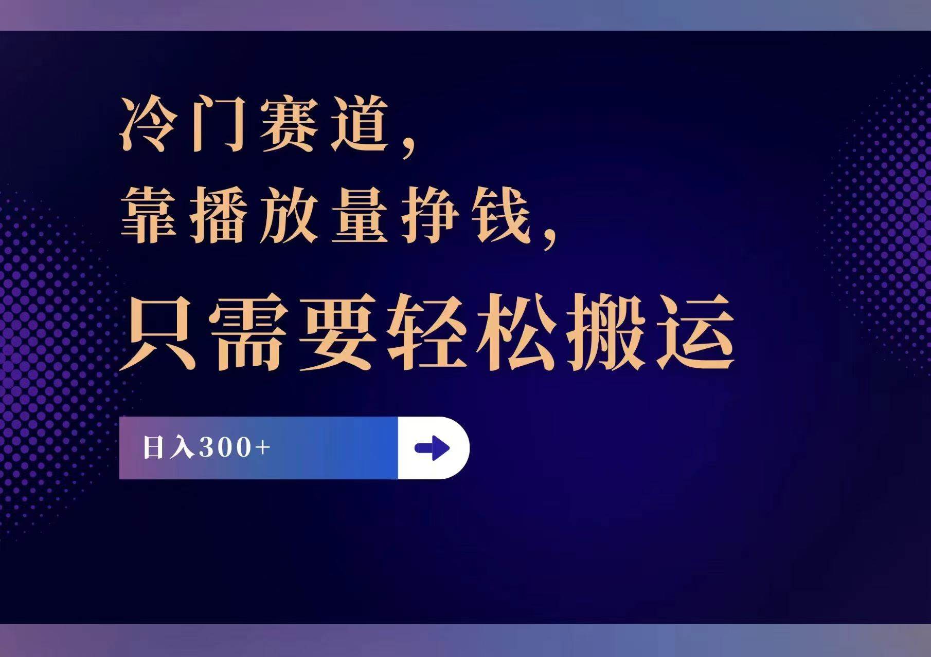 冷门赛道，靠播放量挣钱，只需要轻松搬运，日赚300+-网创社区