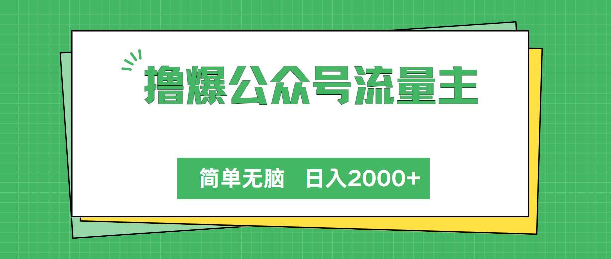 撸爆公众号流量主，简单无脑，单日变现2000+-网创社区