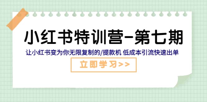 小红书特训营-第七期 让小红书变为你无限复制的/提款机 低成本引流快速出单-网创社区