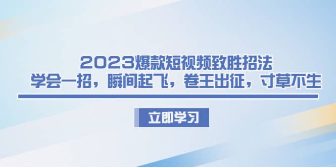 2023爆款短视频致胜招法，学会一招，瞬间起飞，卷王出征，寸草不生-网创社区
