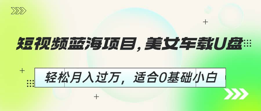 短视频蓝海项目，美女车载U盘，轻松月入过万，适合0基础小白-网创社区