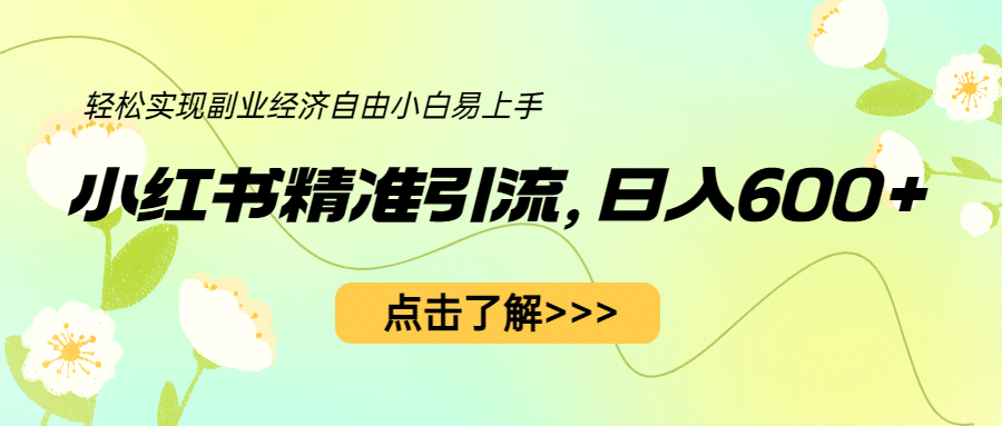 小红书精准引流，小白日入600+，轻松实现副业经济自由（教程+1153G资源）-网创社区