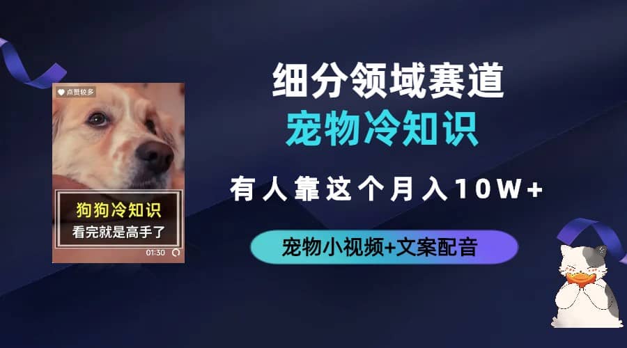不起眼的抖音细分赛道-宠物冷知识，一段宠物视频配文案，有人靠这个月入10w-网创社区