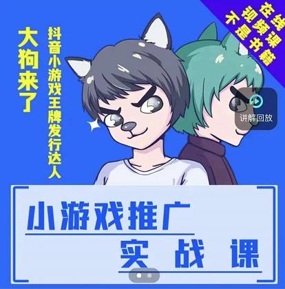 大狗来了：小游戏推广实战课，带你搭建一个游戏推广变现账号-网创社区
