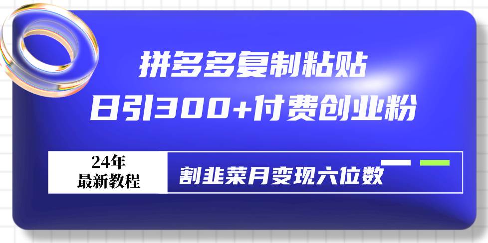 拼多多复制粘贴日引300+付费创业粉，割韭菜月变现六位数最新教程！-网创社区