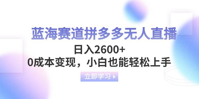 蓝海赛道拼多多无人直播，日入2600+，0成本变现，小白也能轻松上手-网创社区