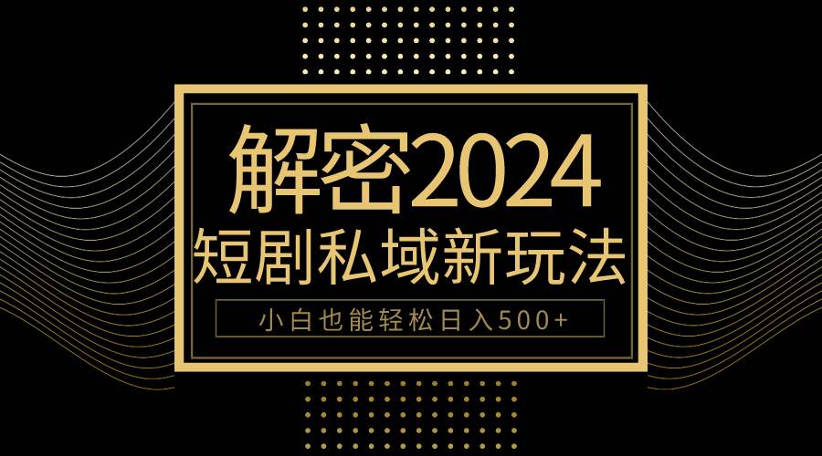 10分钟教会你2024玩转短剧私域变现，小白也能轻松日入500+-网创社区