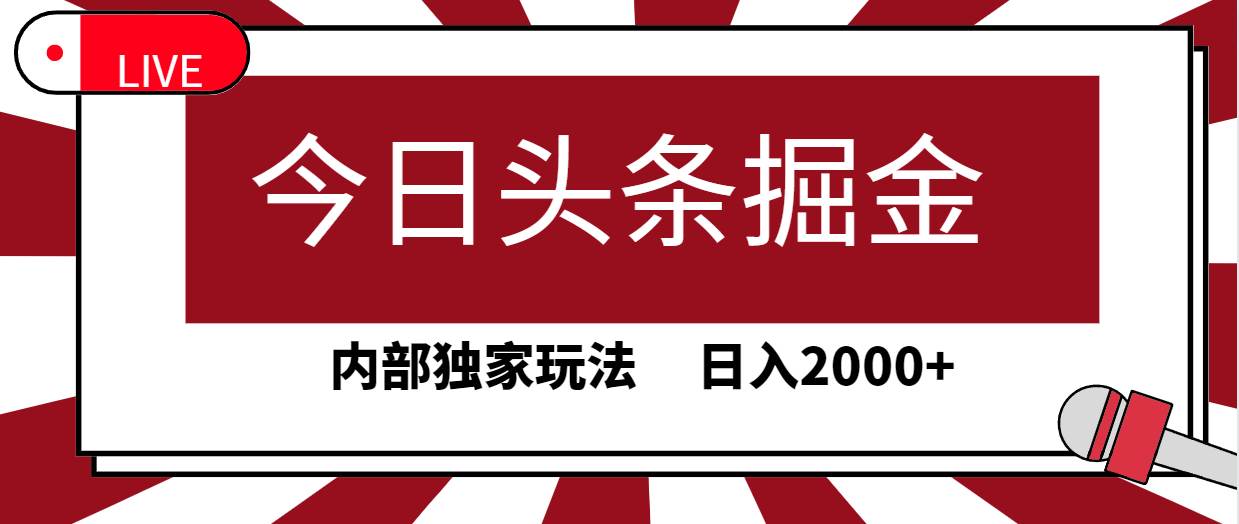 今日头条掘金，30秒一篇文章，内部独家玩法，日入2000+-网创社区